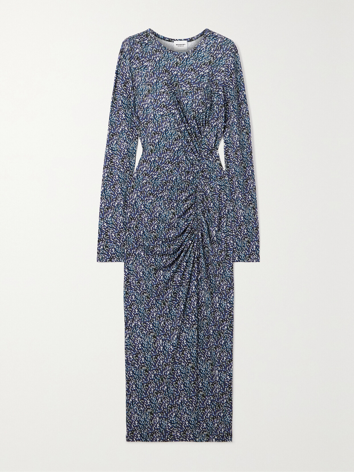 Marant Etoile Jelina Gathered Printed Stretch-jersey Midi Dress In Blue