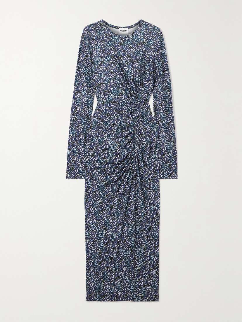 Marant Étoile Jelina Gathered Printed Stretch-jersey Midi Dress