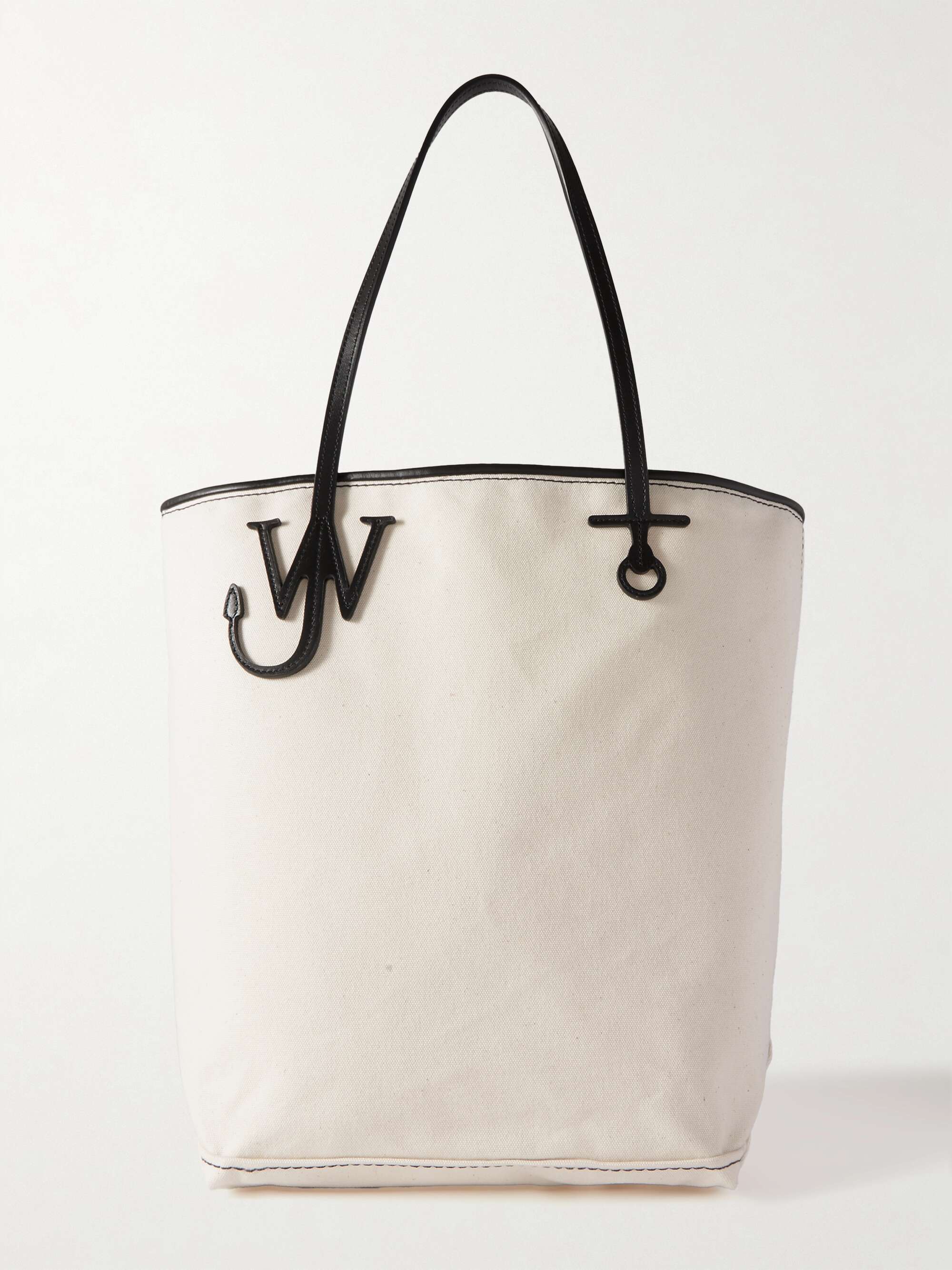 JW ANDERSON Anchor leather-trimmed cotton-canvas tote | NET-A-PORTER