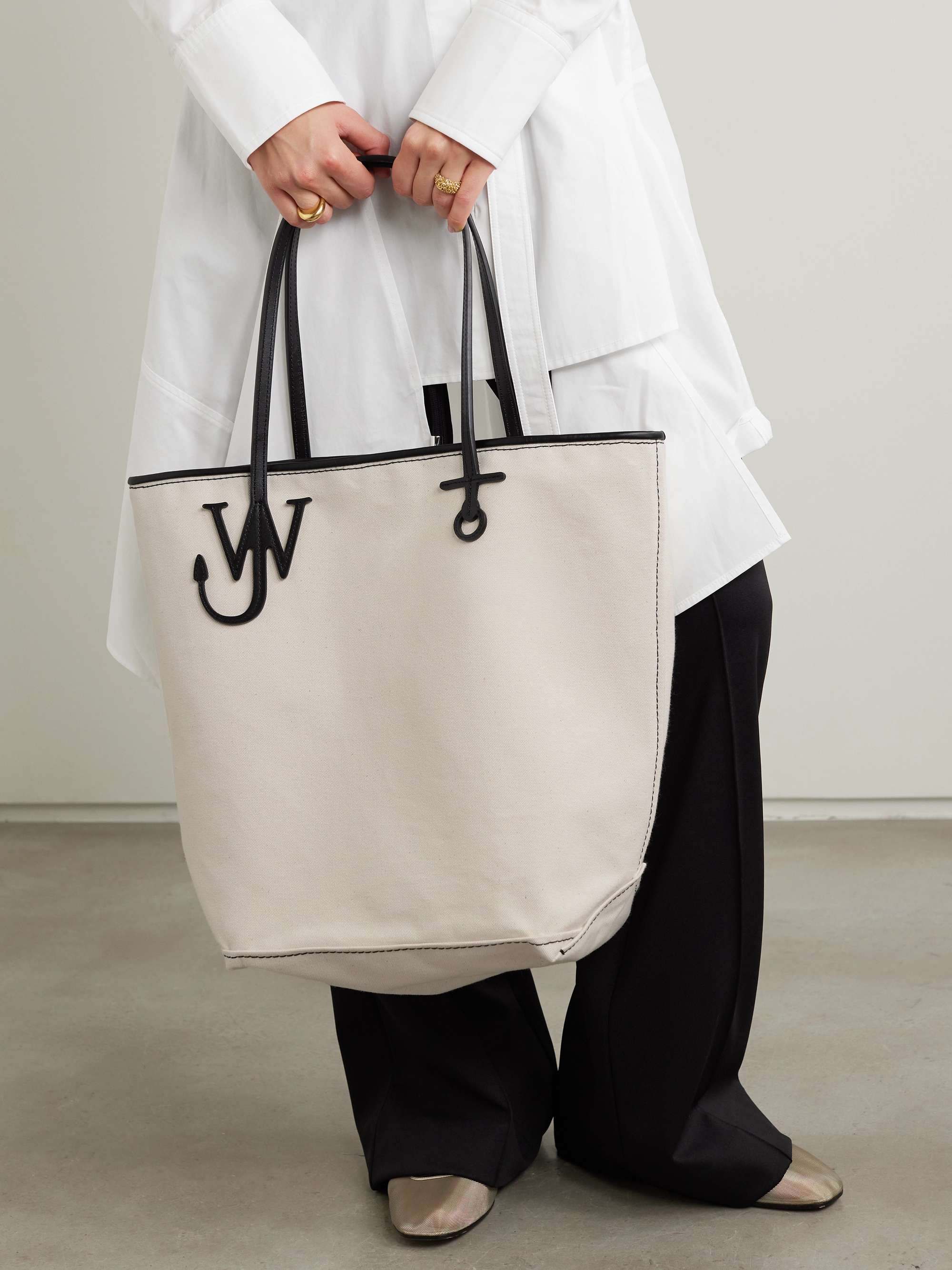 JW ANDERSON Anchor leather-trimmed cotton-canvas tote | NET-A-PORTER