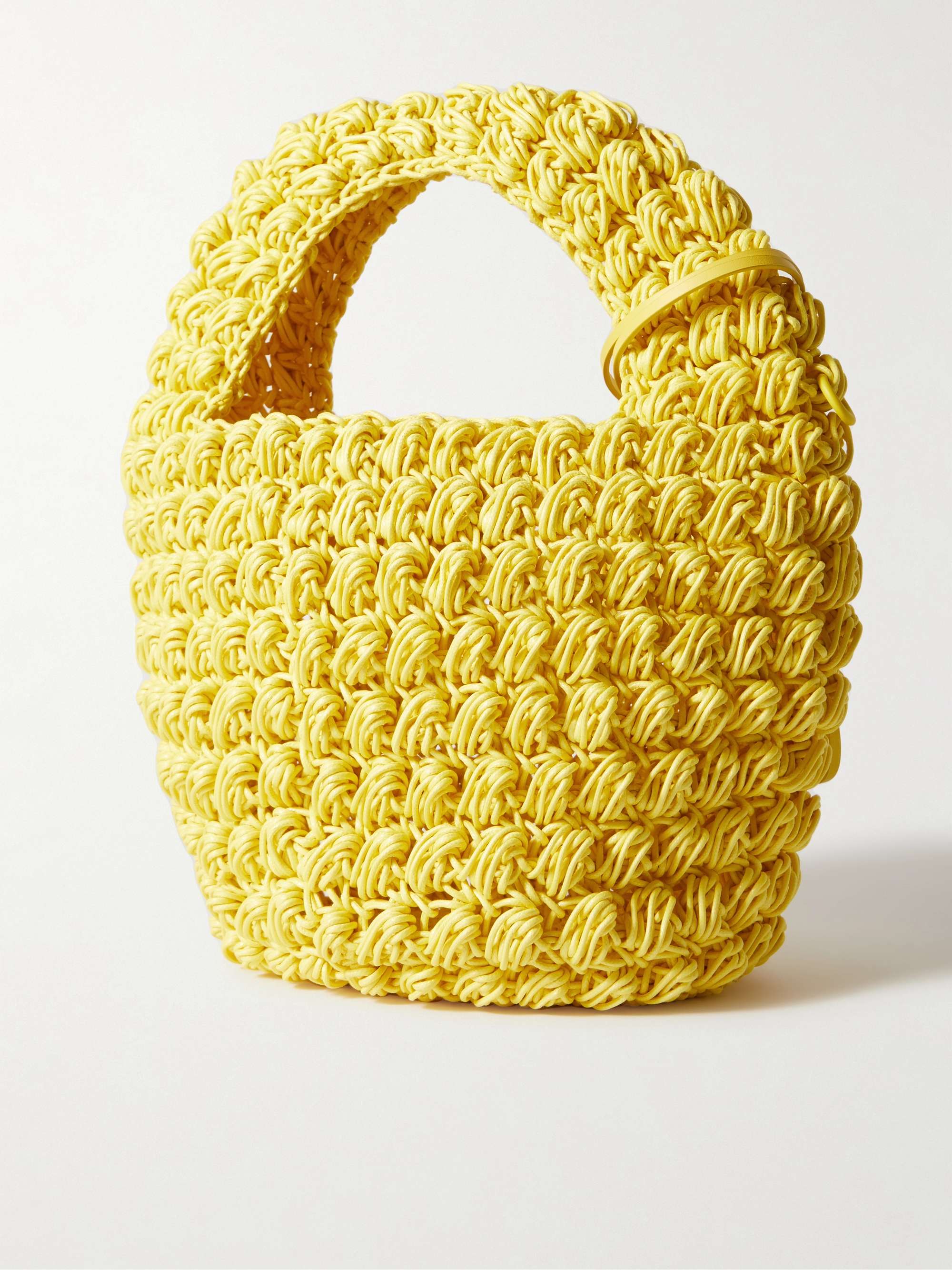 JW ANDERSON Popcorn Basket leathertrimmed crocheted waxedcotton tote
