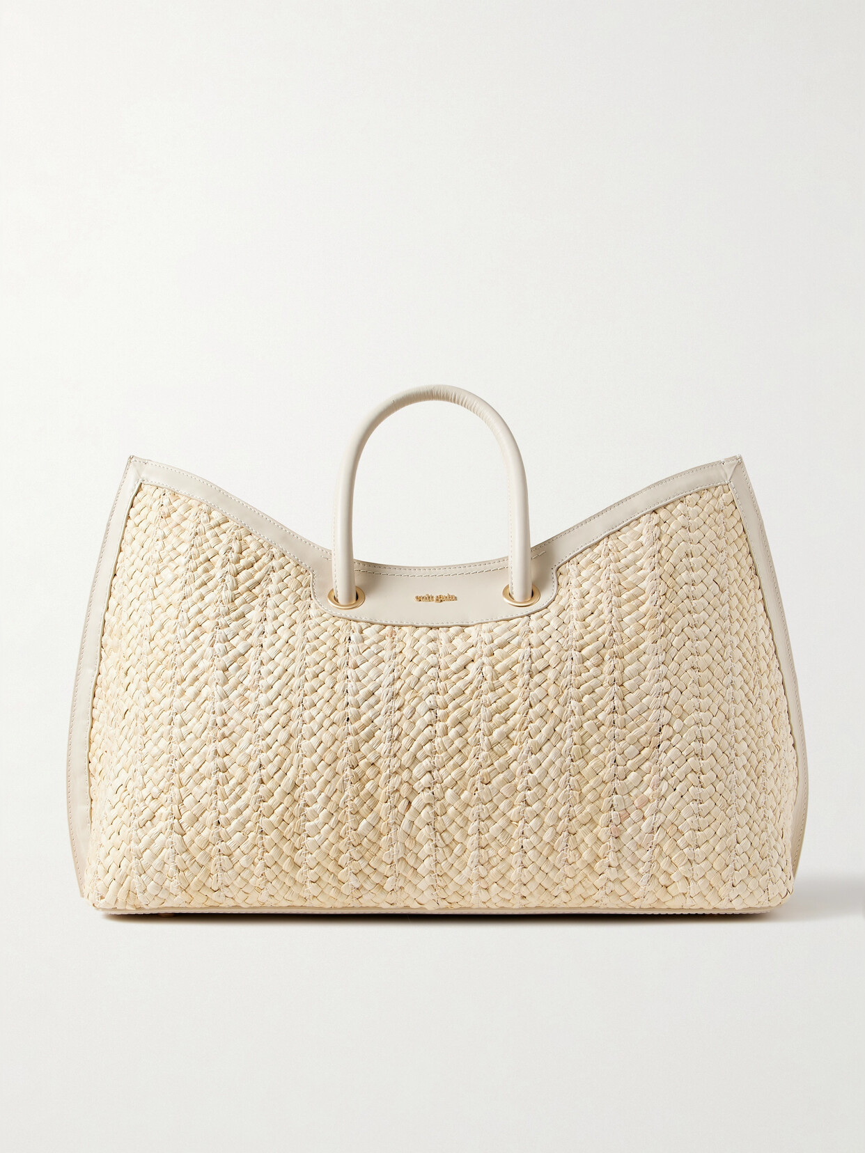 Cult Gaia Idalia Leather-trimmed Raffia Tote In Neutrals