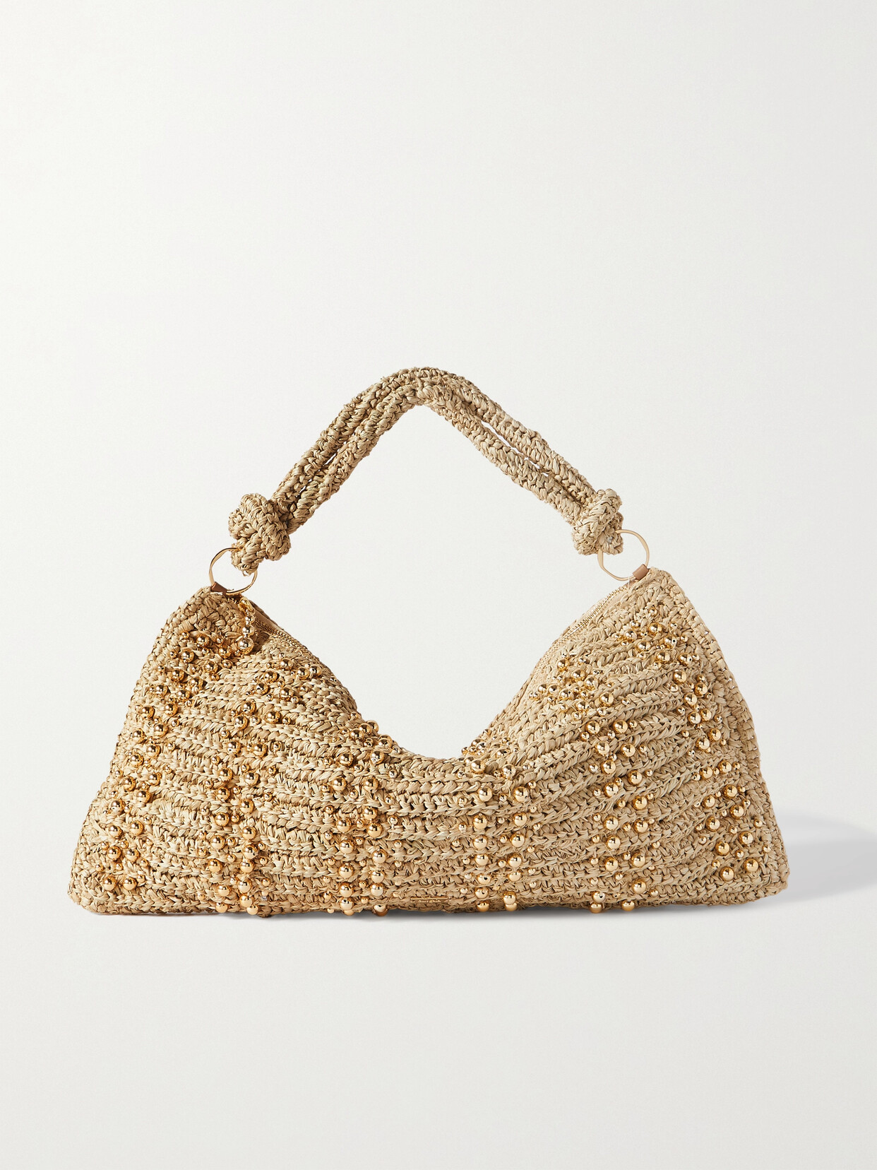 Cult Gaia Hera Bead-embellished Raffia Shoulder Bag In Cream