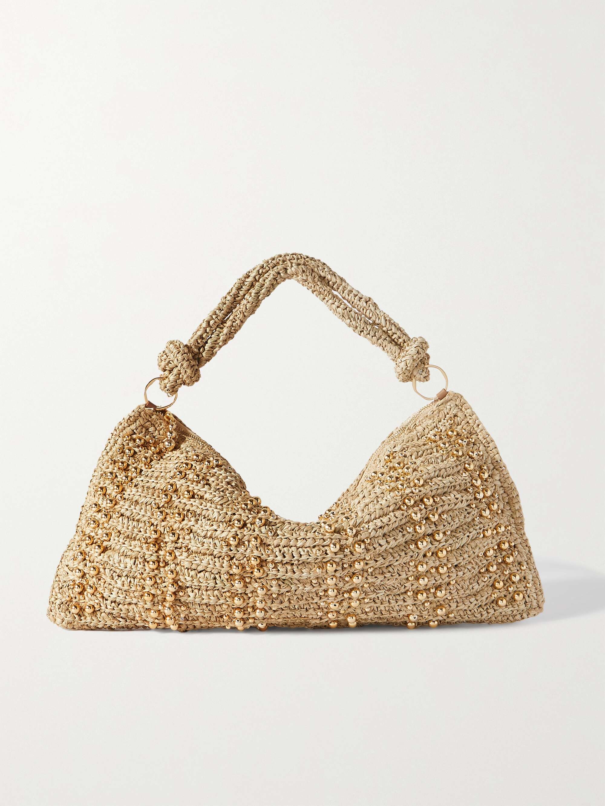 CULT GAIA Hera bead-embellished raffia shoulder bag | NET-A-PORTER