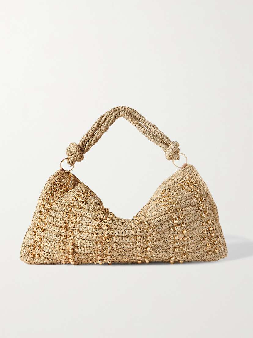 Cult Gaia Hera Bead-embellished Raffia Shoulder Bag