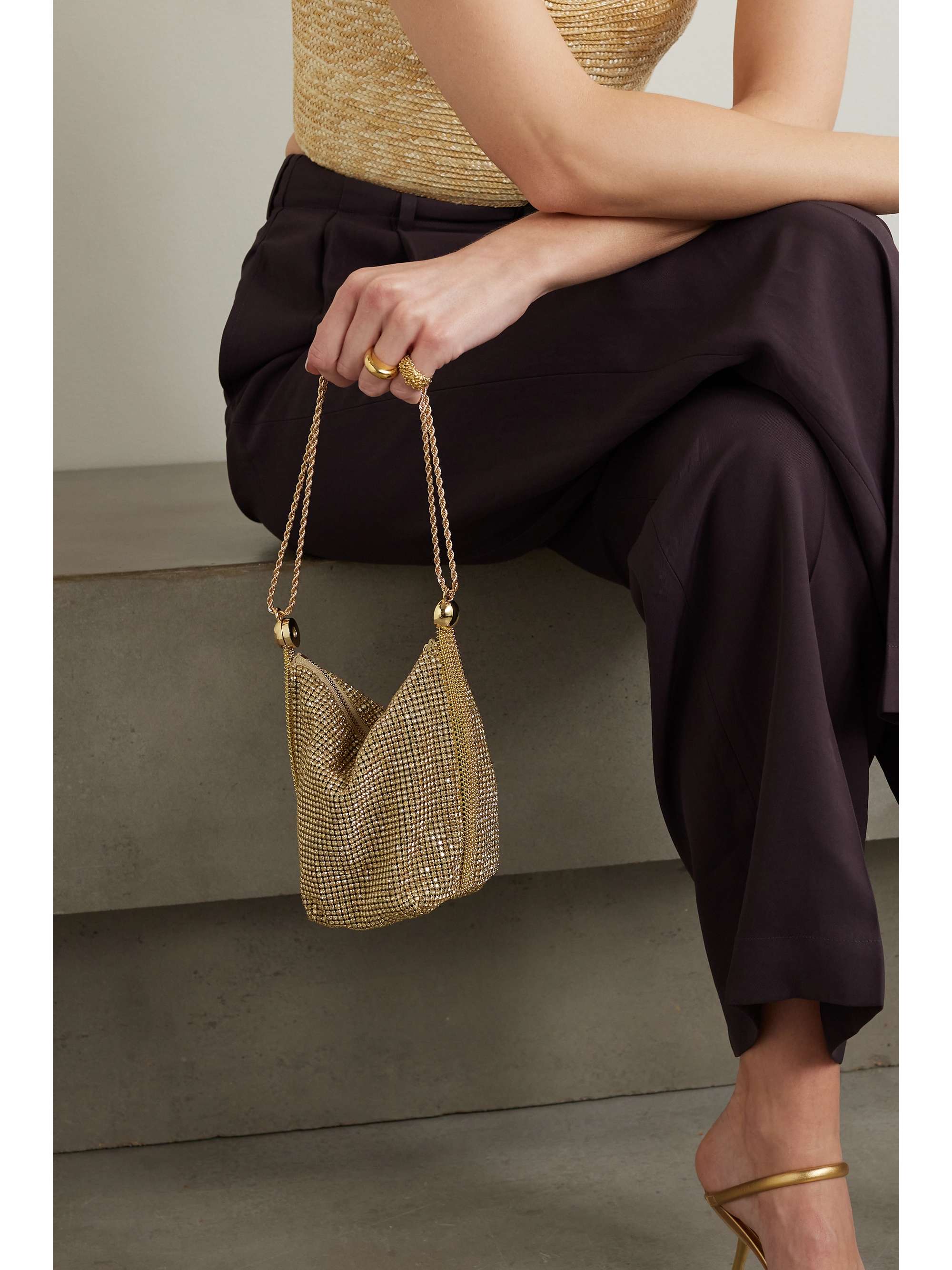 CULT GAIA Rue mini crystalembellished canvas clutch NETAPORTER