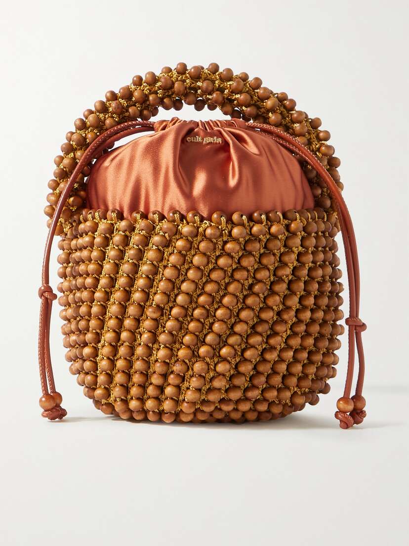 Cult Gaia Cora Mini Beaded Wood Tote