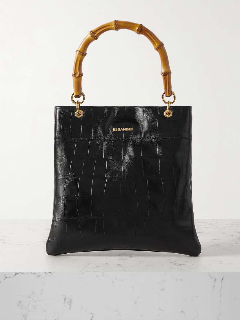 Jil Sander Bamboo-trimmed Snake-effect Leather Tote
