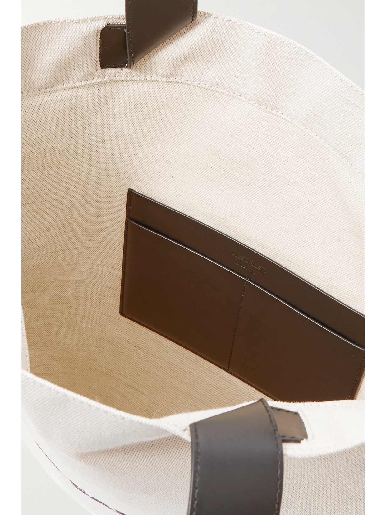 Jil Sander Leather-trimmed Canvas Tote In Neutral