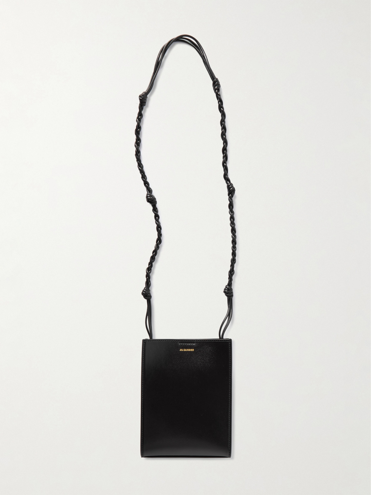 Jil Sander Tangle Ring Small Leather Crossbody Bag In Black