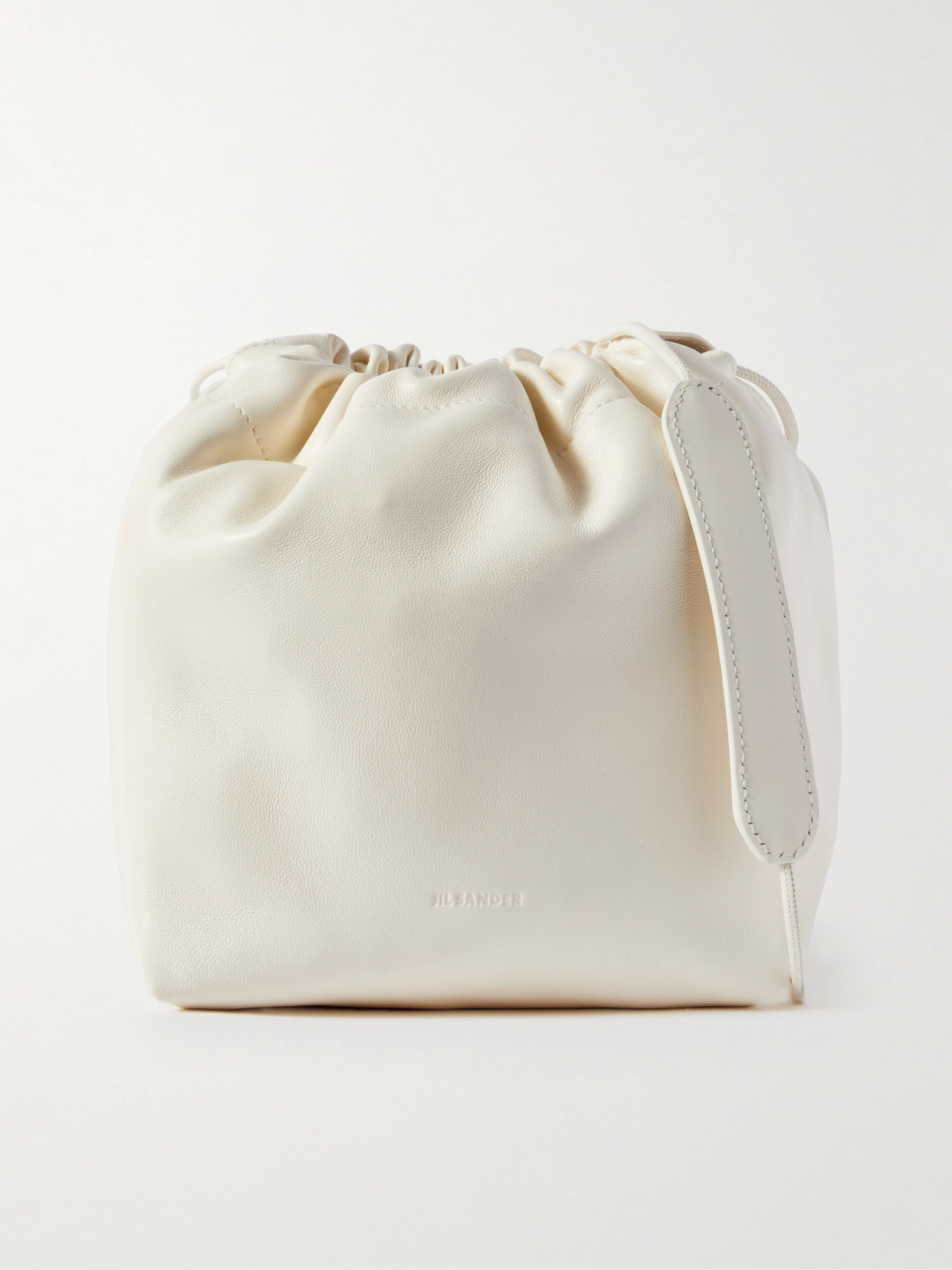 Jil Sander Dumpling Leather Shoulder Bag In Off-white