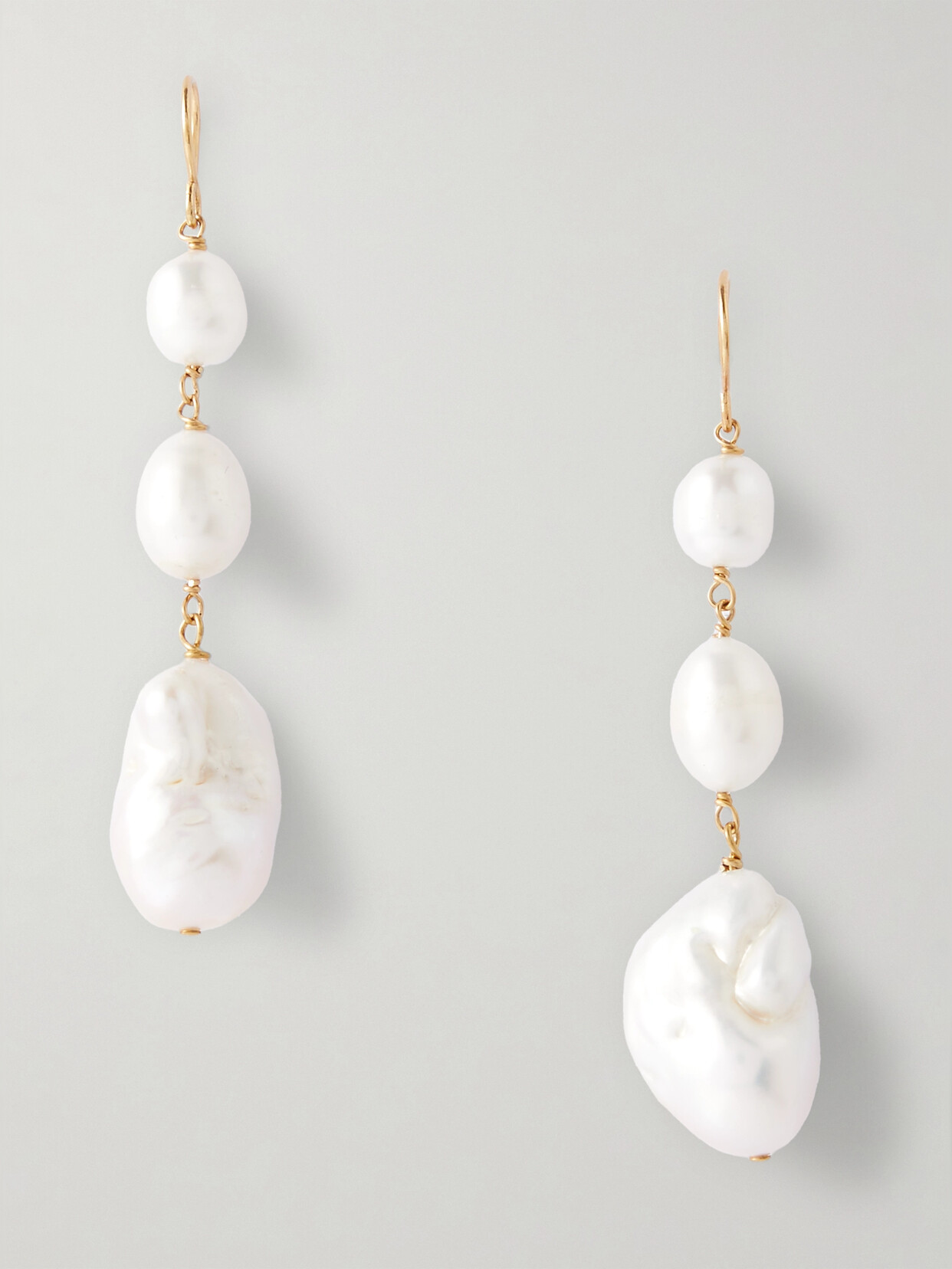 Jil Sander Gold-tone Pearl Earrings In White