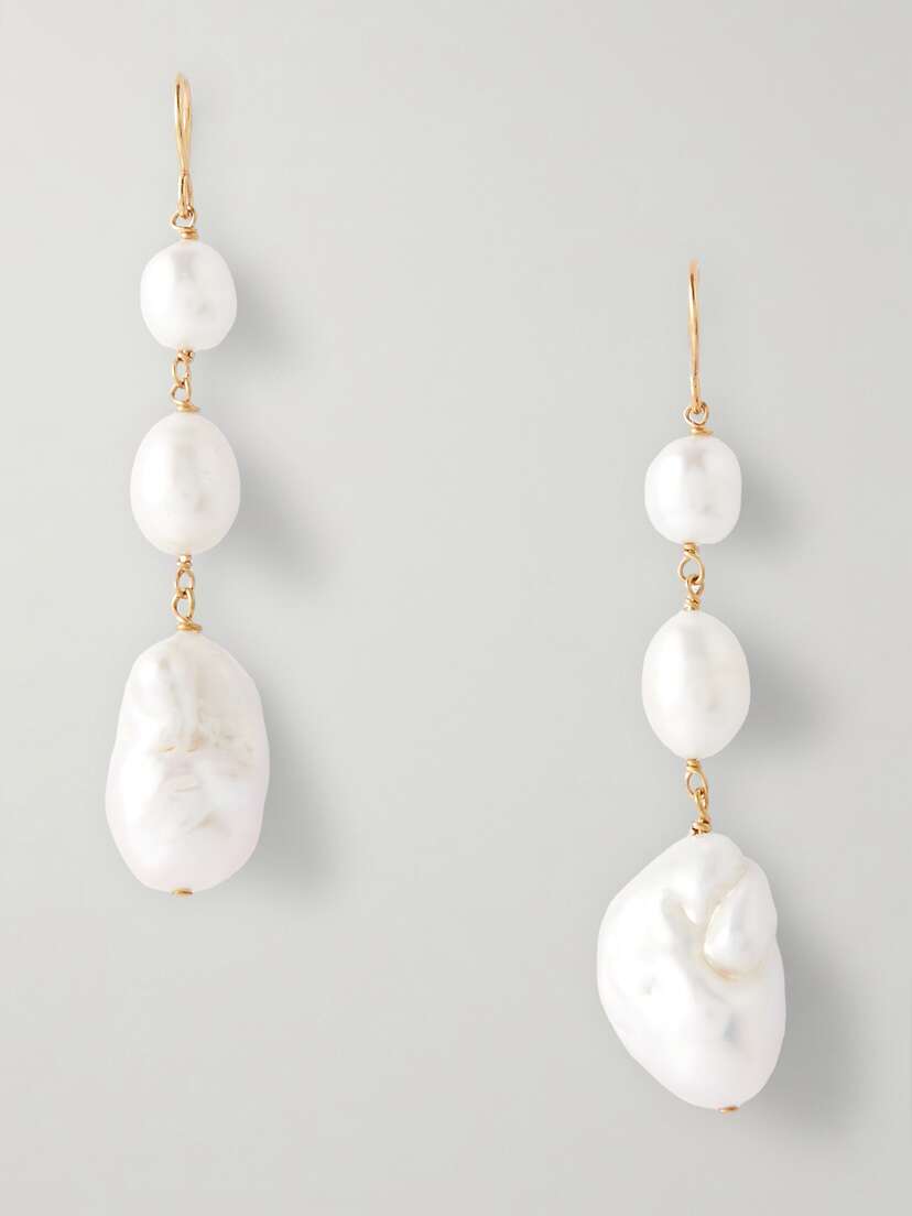 Jil Sander Gold-tone Pearl Earrings