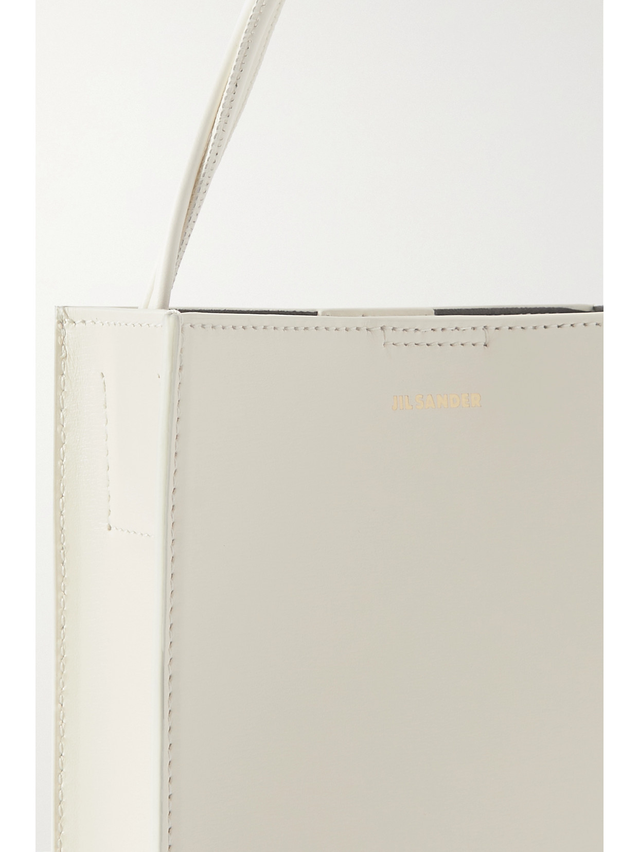 Shop Jil Sander Tangle Small Leather Shoulder Bag In Off-white