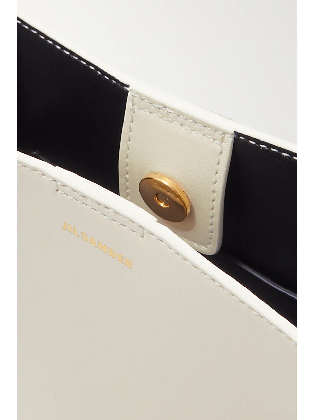 Jil Sander Tangle Small Leather Shoulder Bag In Off-white