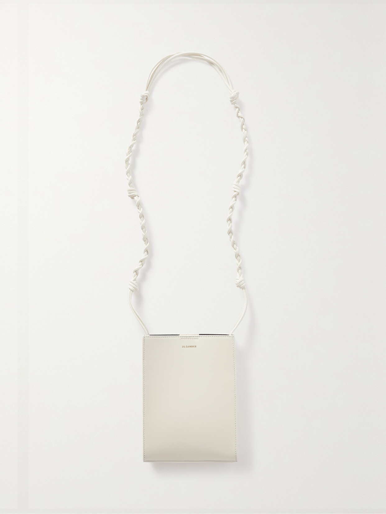 Shop Jil Sander Tangle Small Leather Shoulder Bag In Off-white