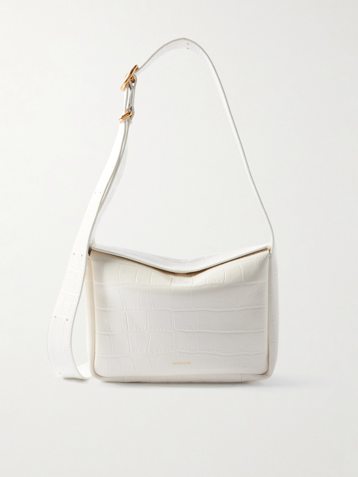 Jil Sander Croc-effect Leather Shoulder Bag In Neutral