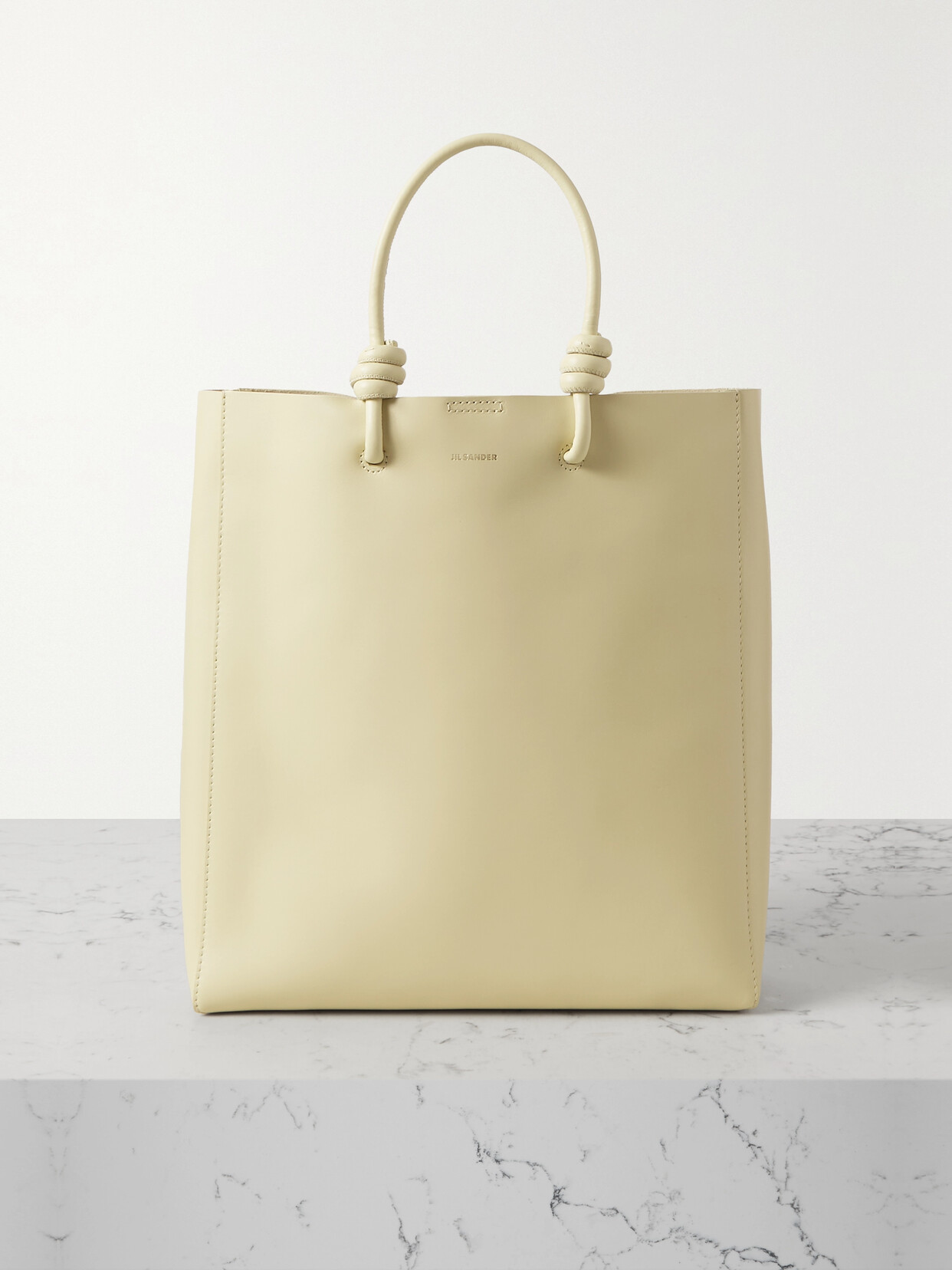 Jil Sander Medium Leather Tote In Yellow