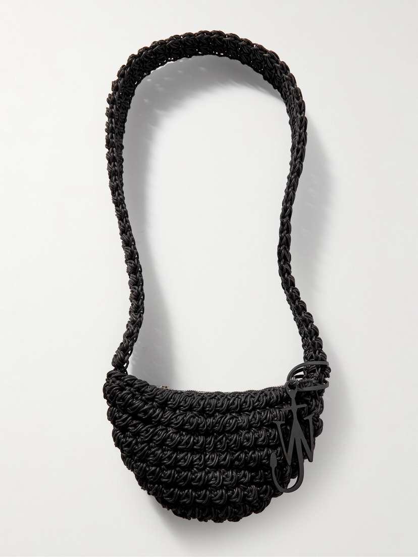 JW Anderson Popcorn Leather-trimmed Crocheted Cotton Shoulder Bag