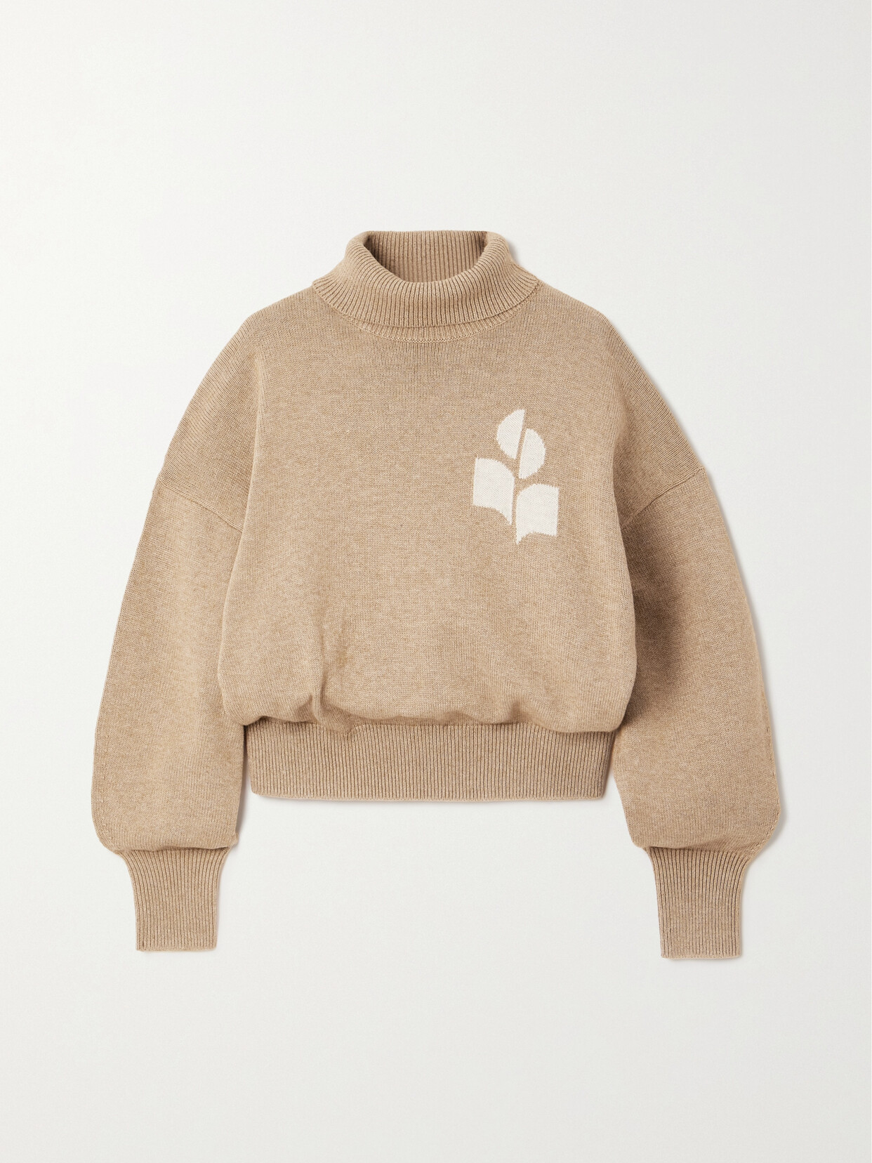 Marant Étoile Nash Intarsia Cotton And Wool-blend Turtleneck Sweater - Brown