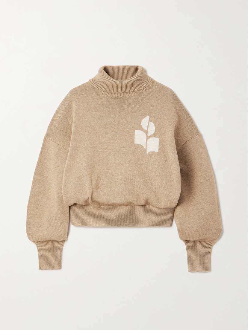 Marant Étoile Nash Intarsia Cotton And Wool-blend Turtleneck Sweater
