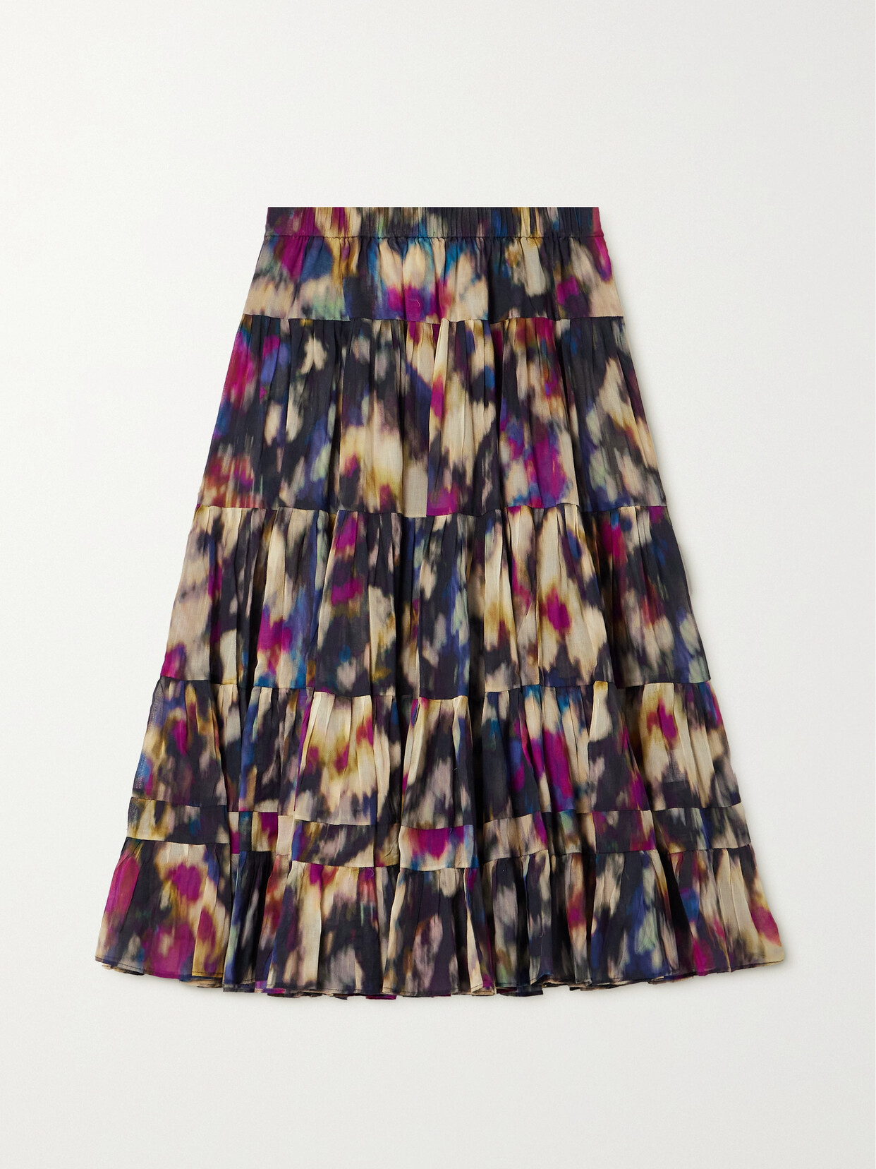 Marant Étoile - Elfa Tiered Pleated Printed Cotton-voile Midi Skirt - FR42