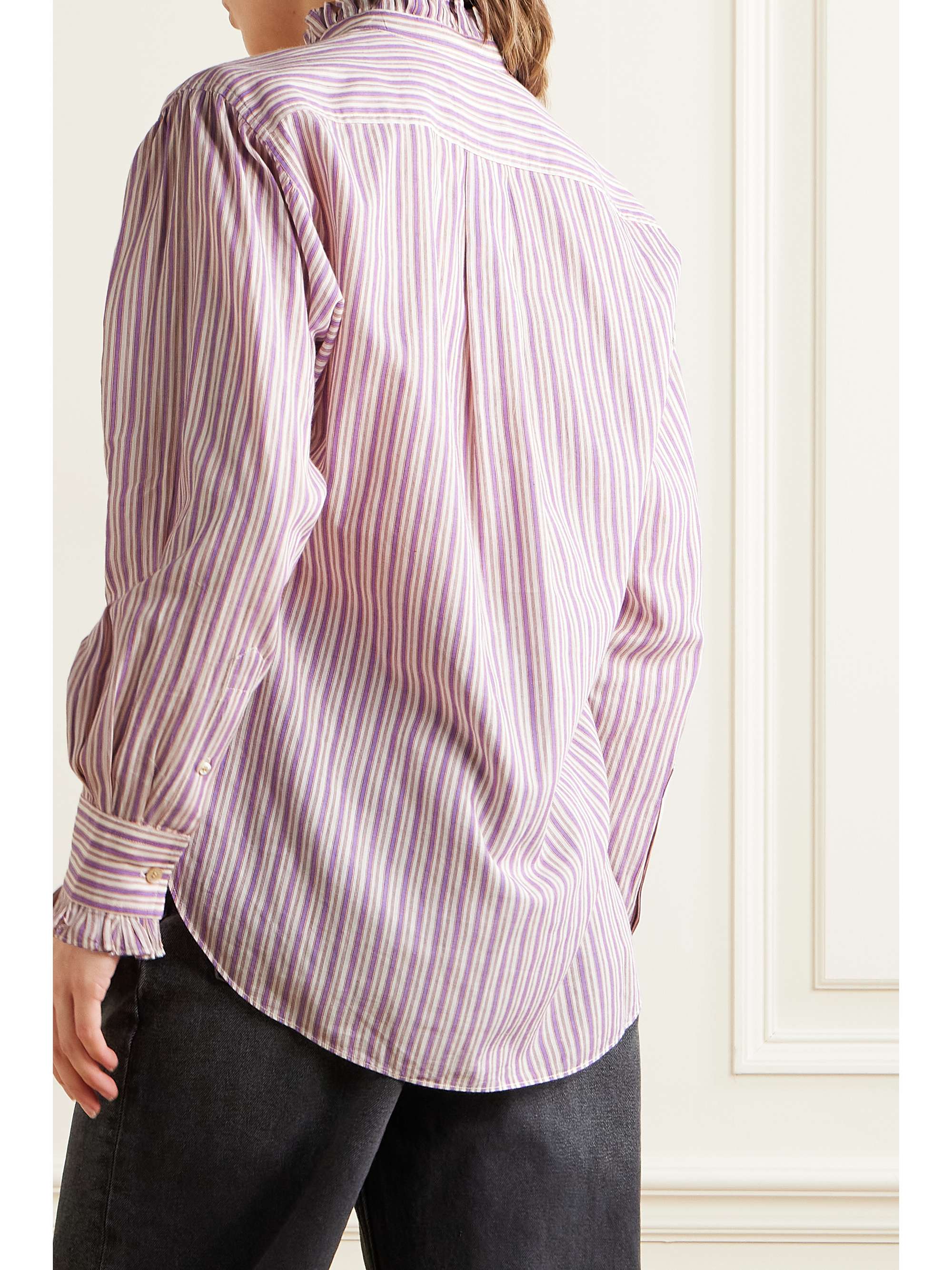 MARANT ÉTOILE Saoli ruffled striped cotton-poplin shirt