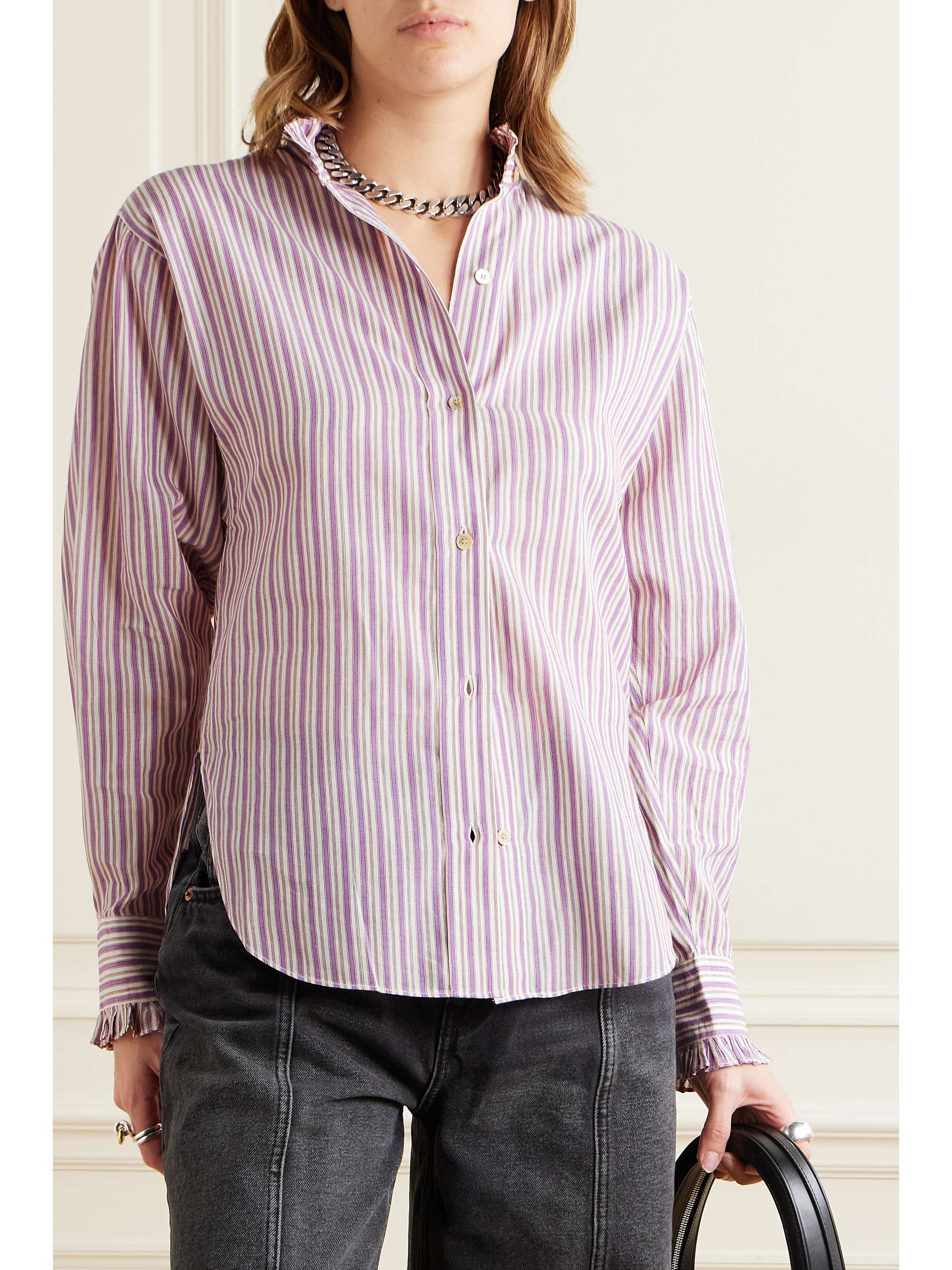 MARANT ÉTOILE Saoli ruffled striped cotton-poplin shirt