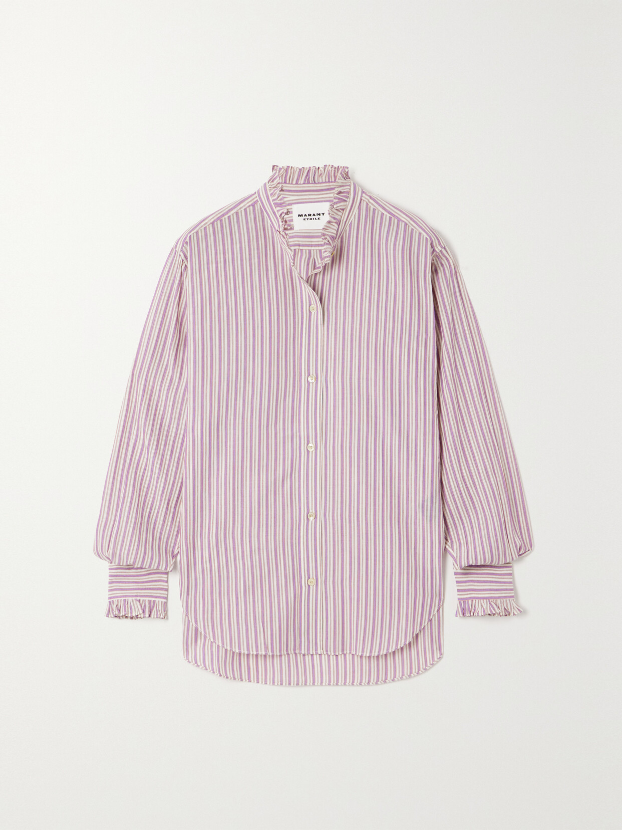 Marant Étoile - Saoli Ruffled Striped Cotton-poplin Shirt - Purple