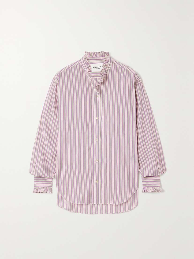 Marant Étoile Saoli Ruffled Striped Cotton-poplin Shirt