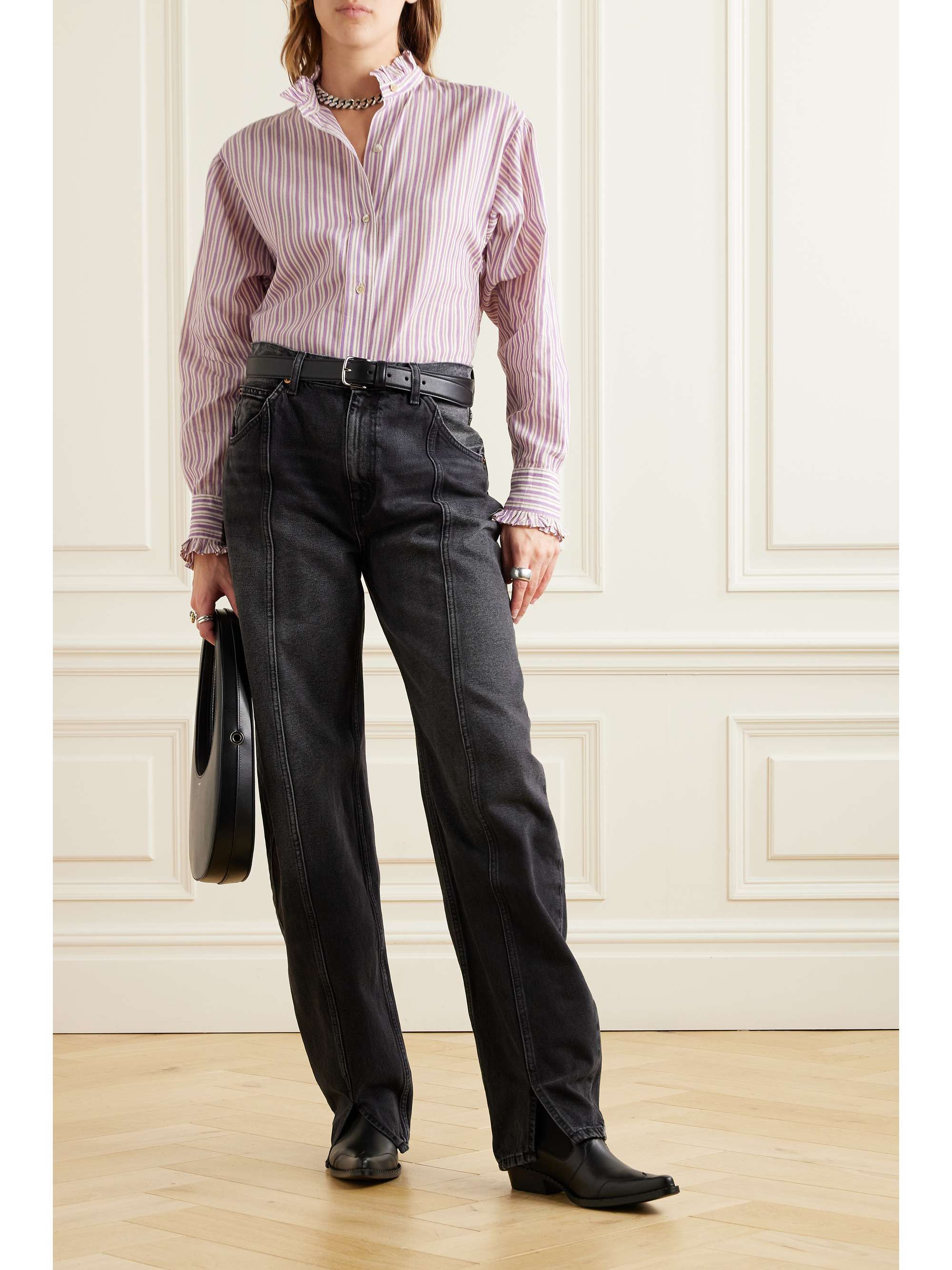 MARANT ÉTOILE Saoli ruffled striped cotton-poplin shirt