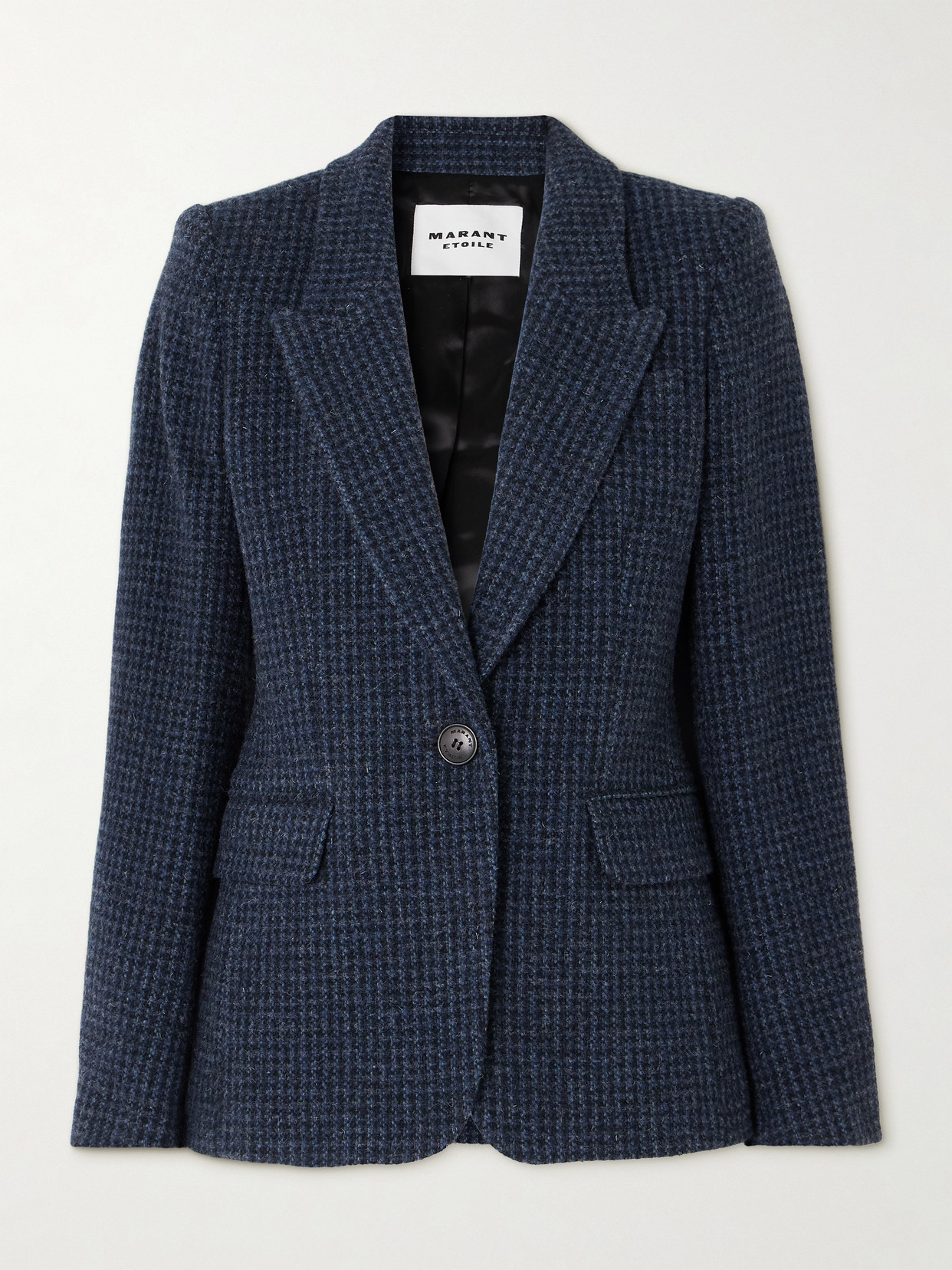 Marant Etoile Kerstin Single-breasted Houndstooth Brushed Wool Blazer In Blue