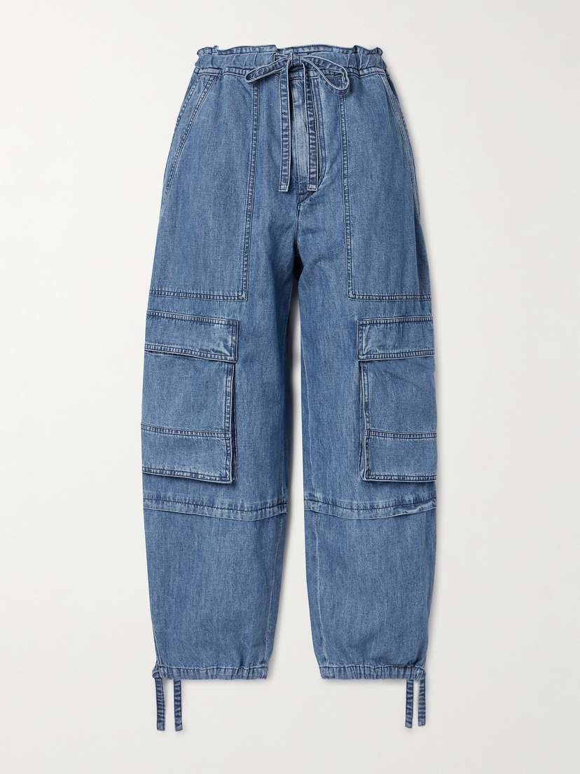 Marant Étoile Ivy Paneled High-rise Tapered Cargo Jeans
