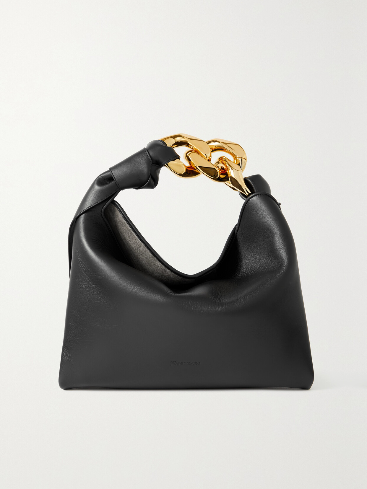 Jw Anderson Chain-embellished Leather Tote In Black