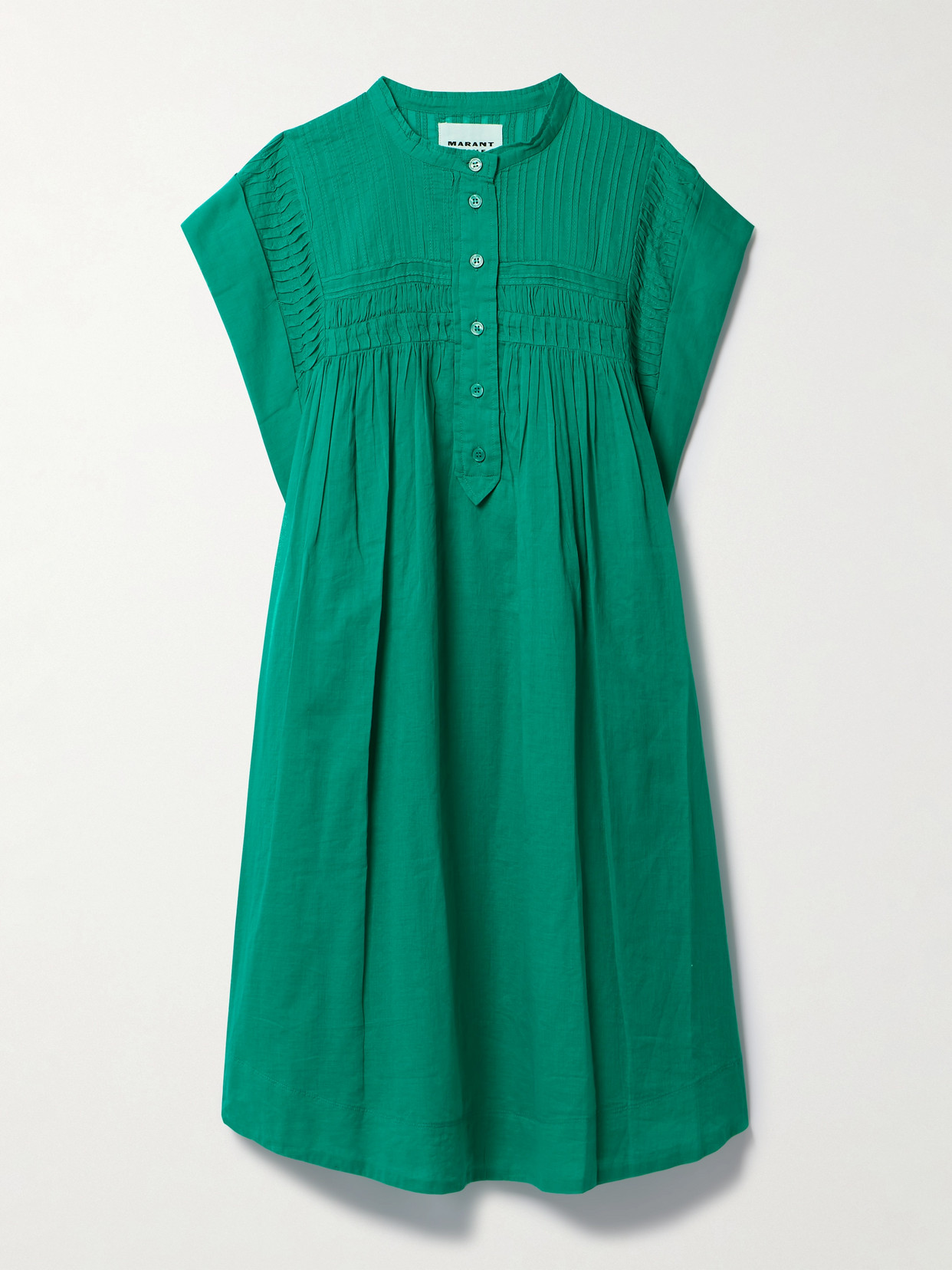 Marant Étoile - Leazali Pintucked Cotton-voile Mini Dress - Green