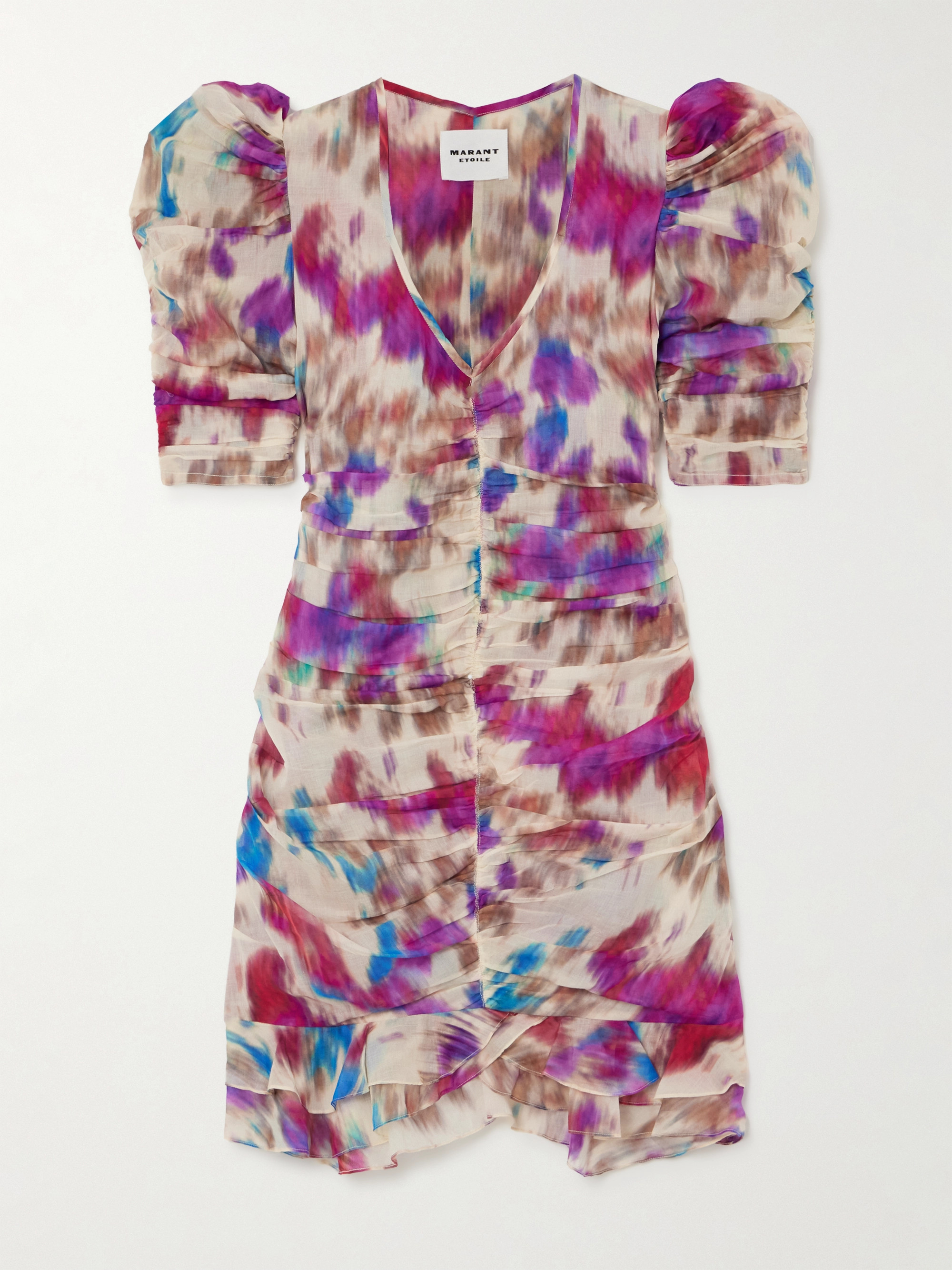 Marant Étoile Sireny ruched printed cotton-voile mini dress thumbnail