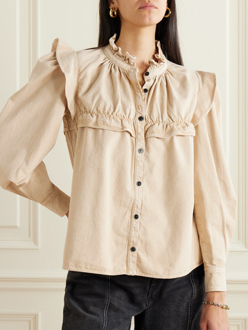 Marant Étoile Idety ruffled cotton-chambray blouse