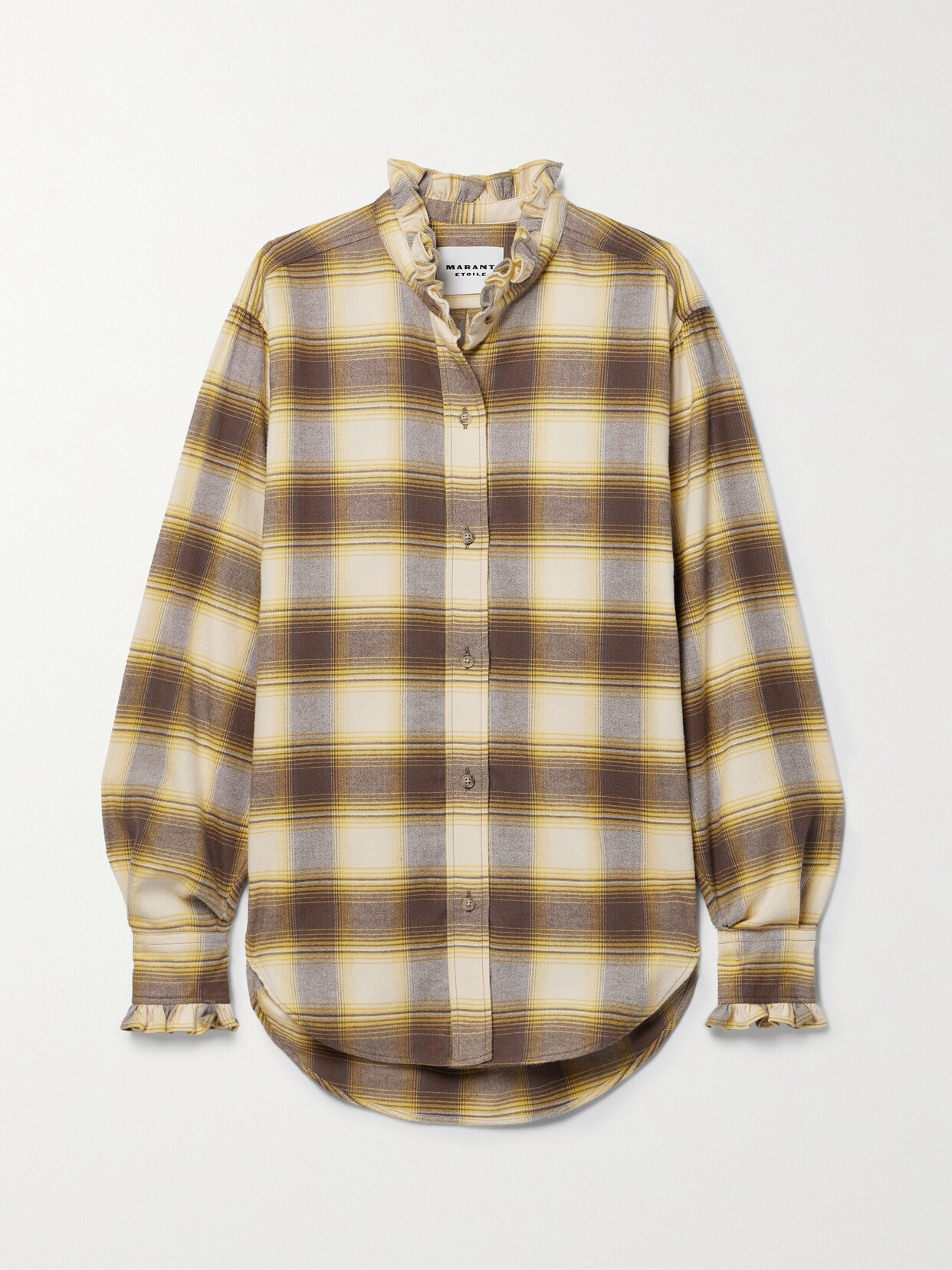 Marant Étoile Saoli Ruffled Checked Cotton Shirt - Yellow