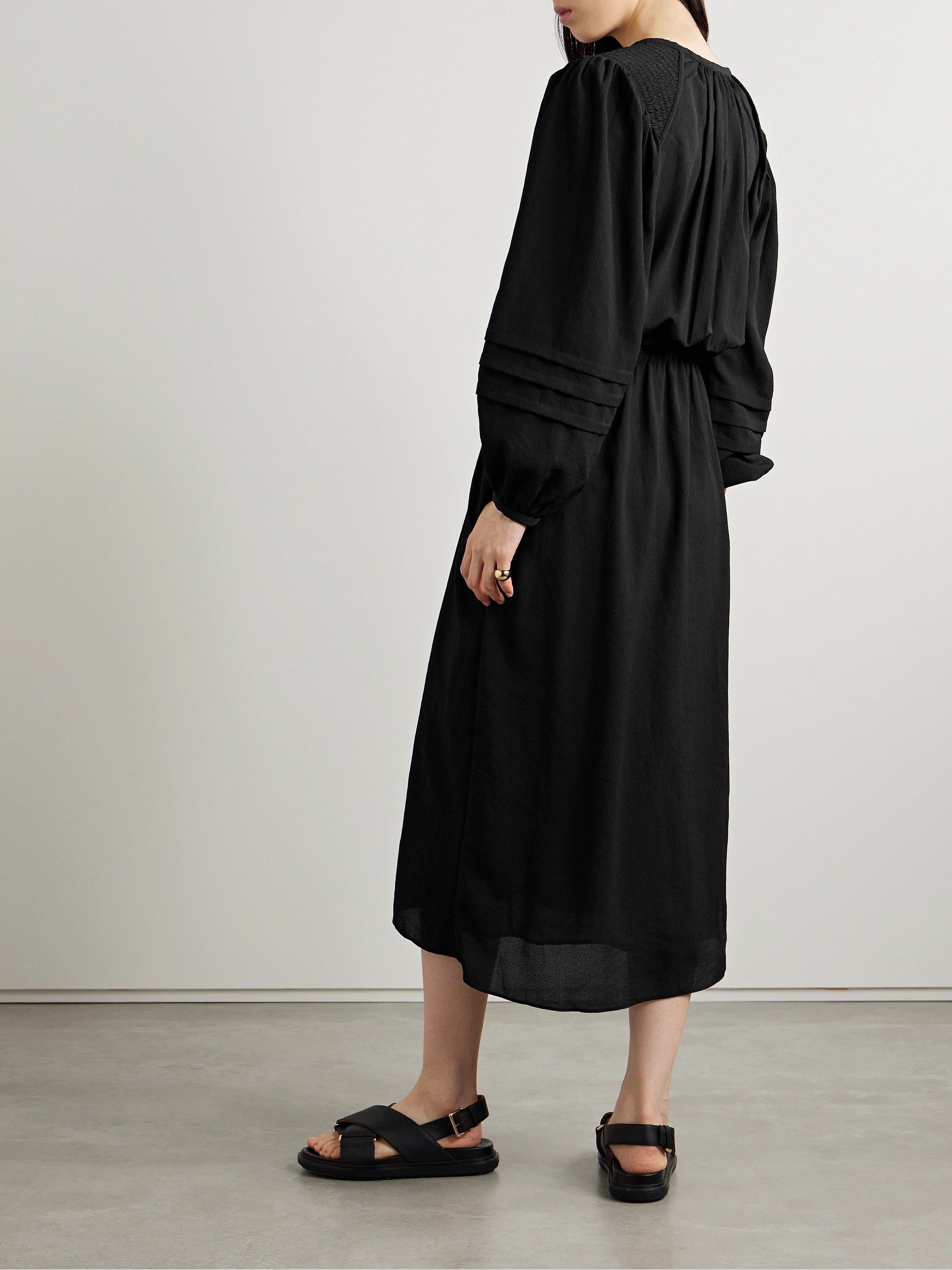 Marant Étoile Lydie pintucked shirred crepe midi dress thumbnail
