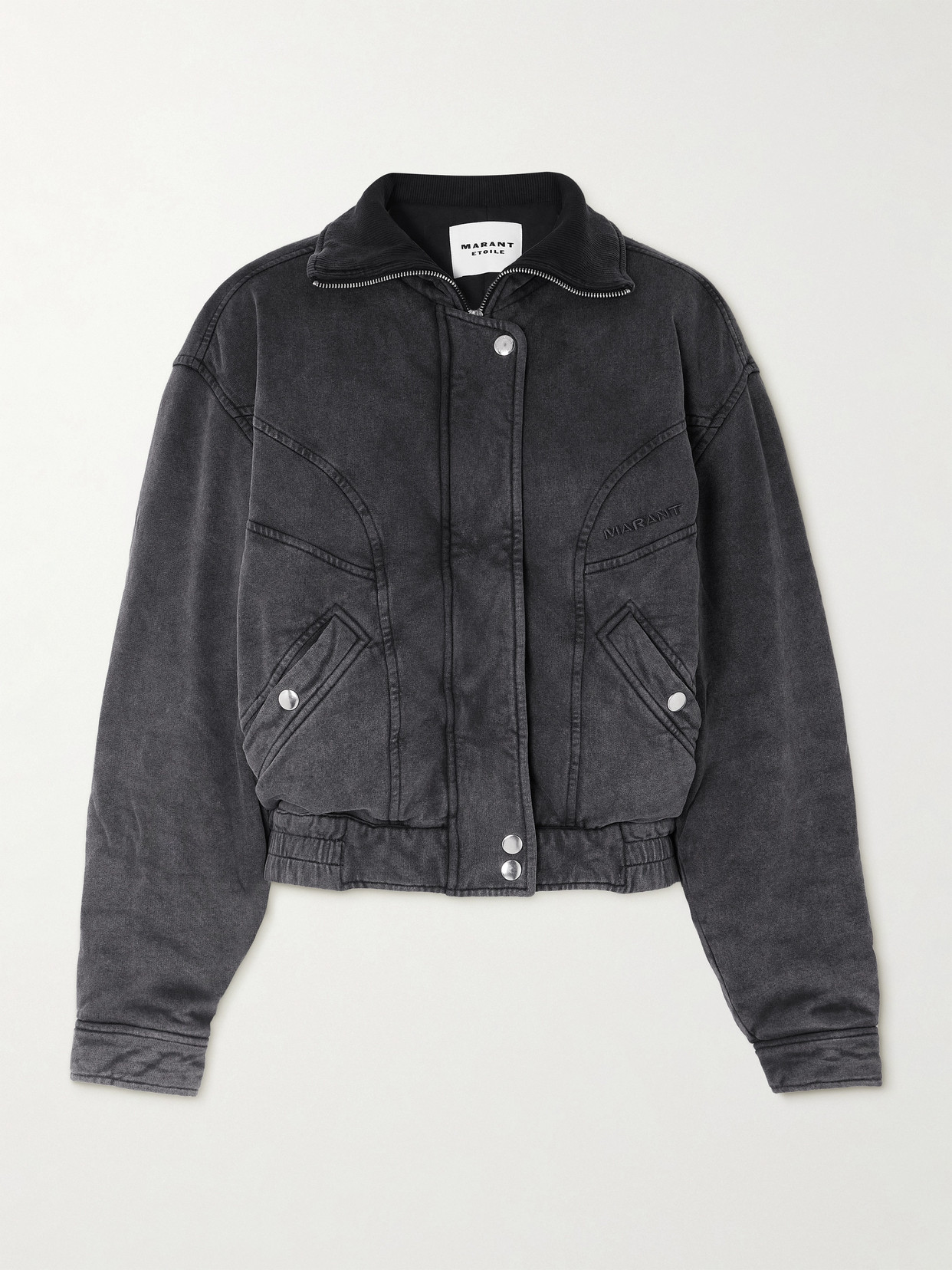 Marant Étoile Parveti Paneled Padded Cotton Bomber Jacket - Black
