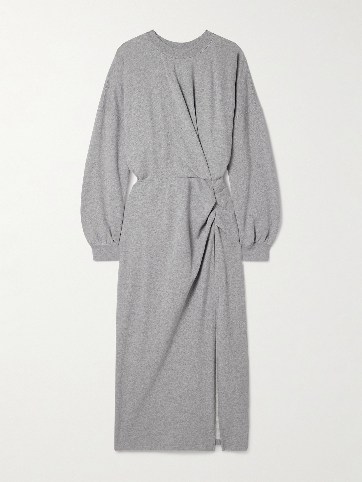 Marant Etoile Salomon Ruched Cotton-jersey Midi Dress In Gray