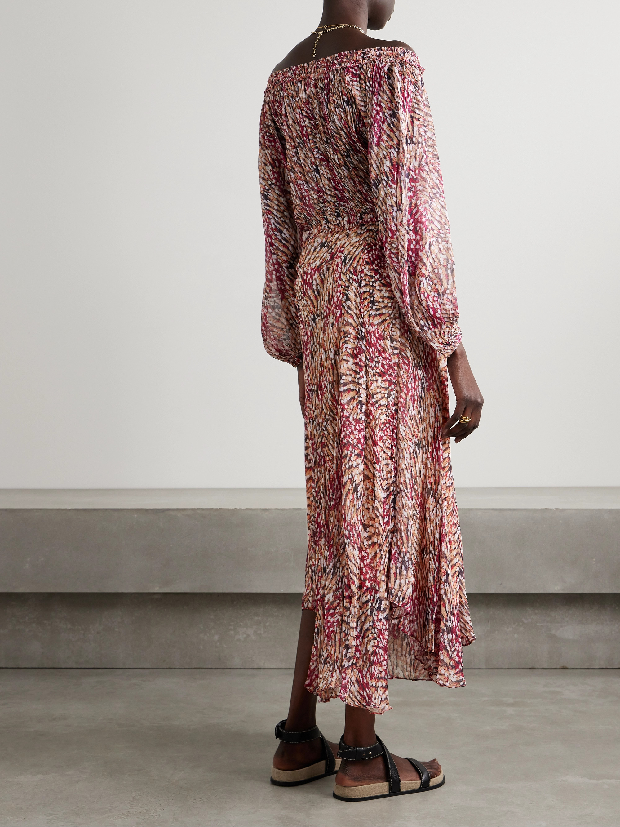 Marant Étoile Volga off-the-shoulder printed crepon maxi dress