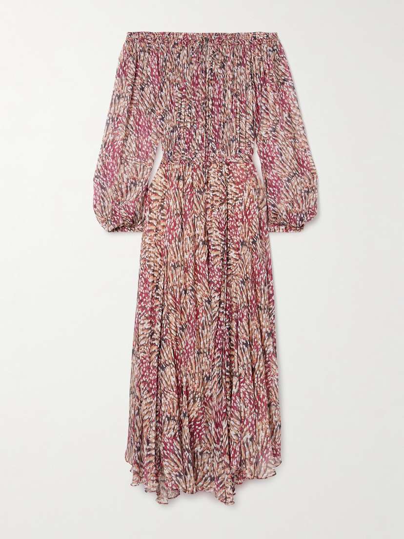 Marant Étoile Volga Off-the-shoulder Printed Crepon Maxi Dress