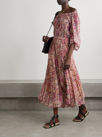 Marant Étoile Volga off-the-shoulder printed crepon maxi dress