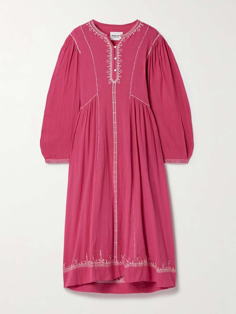 Marant Étoile Pippa Oversized Embroidered Cotton Midi Dress
