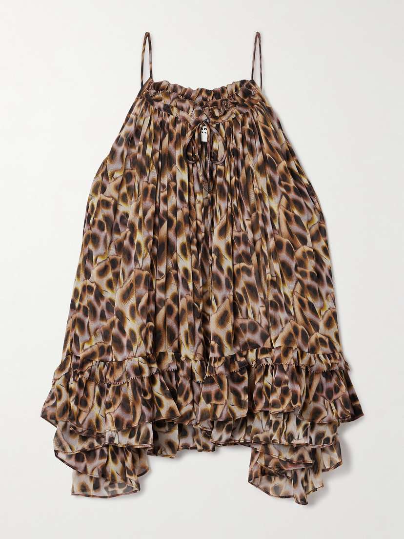Marant Étoile Fabino Ruffled Printed Chiffon Camisole