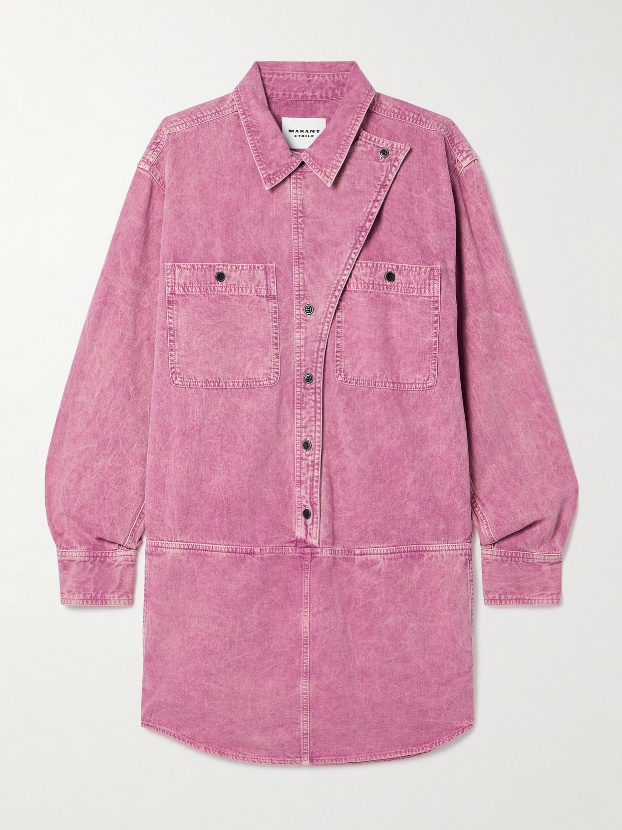 Marant Etoile Ilaya Paneled Denim Mini Dress In Pink