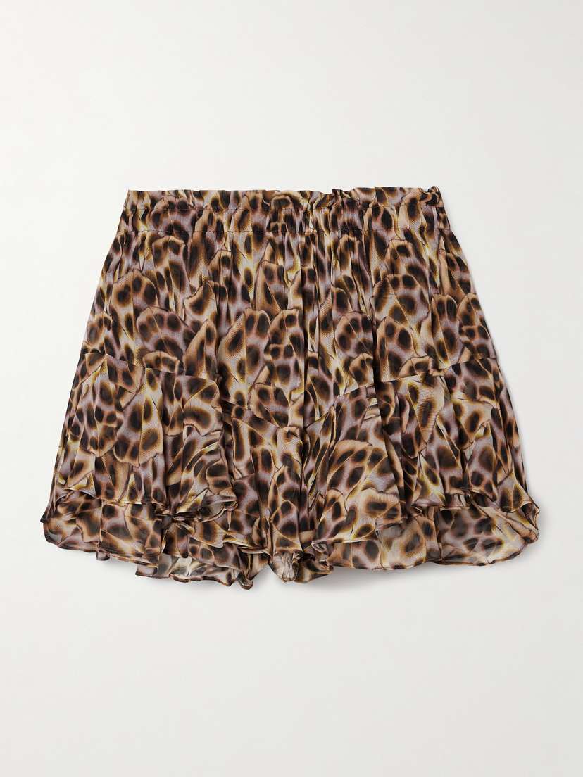 Marant Étoile Sornel Ruffled Printed Chiffon Shorts