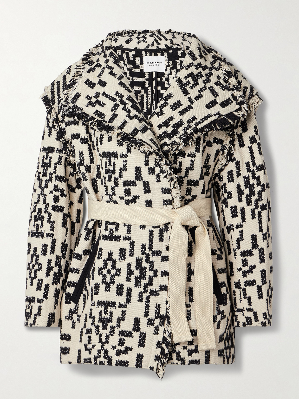 Marant Étoile - Faith Convertible Belted Frayed Jacquard Jacket - Black