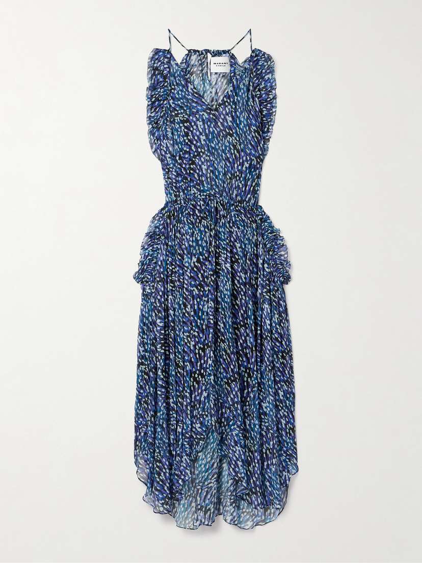 Marant Étoile Fadelo Printed Crepon Midi Dress